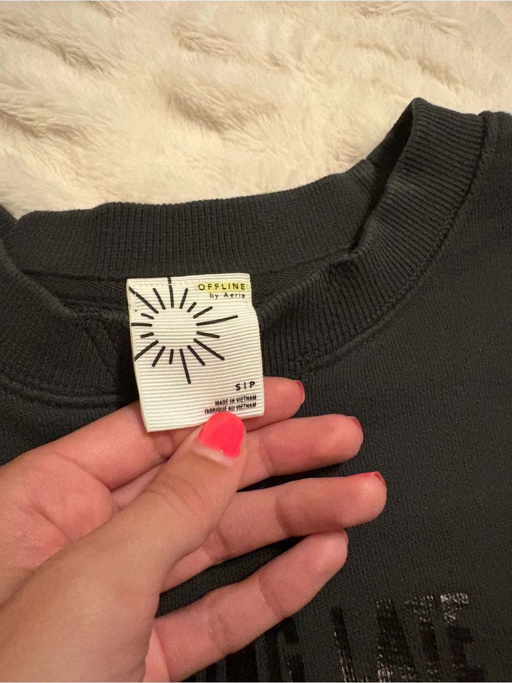 aerie Charcoal Gray Cropped Crew Sweatshirt with Matching Shorts - Picture 6 of 12